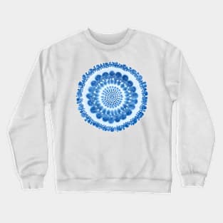 Blue Shibori Mandala Circle Boho Design Crewneck Sweatshirt